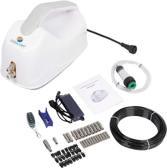 High Pressure Patio Misting System, 750 PSI Piston Pump with Remote Control, 12 Ultra-Fine 0.006" Nozzles, DIY Mister Kit for Backyard, Outdoor Dining & Lounge Cooling