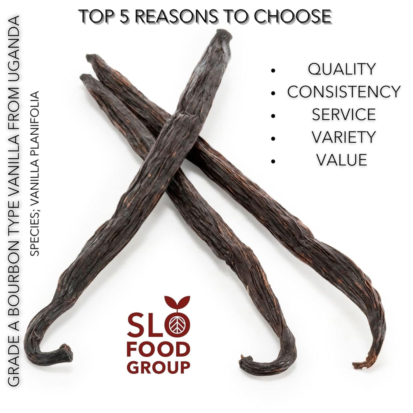Slofoodgroup Gourmet Vanilla Beans, 25 Grade A Ugandan Vanilla Beans For Cooking, Baking and Homemade Extract