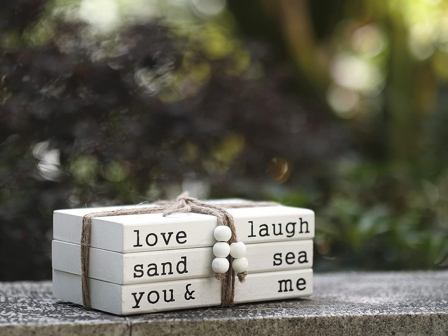 Love Laugh Sand & Sea You and Me Book Decor-Modern Farmhouse Decorative Book Stack for Coffee Table-Center Table Decorations for Living Room-Housewarming Gifts