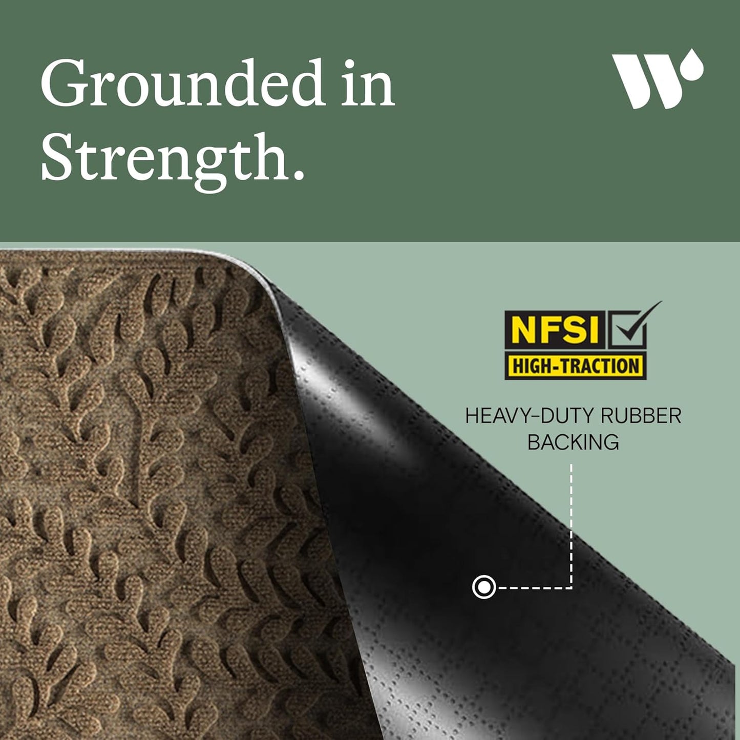 WaterHog Indoor/Outdoor Door Mat, 2' x 3' Made in USA, Durable & Skid-Resistant Front Door Rug, Decorative, Water-Trapping & Heavy-Duty Entryway Floor Mat For Your Home, Boxwood Collection Khaki/Camel