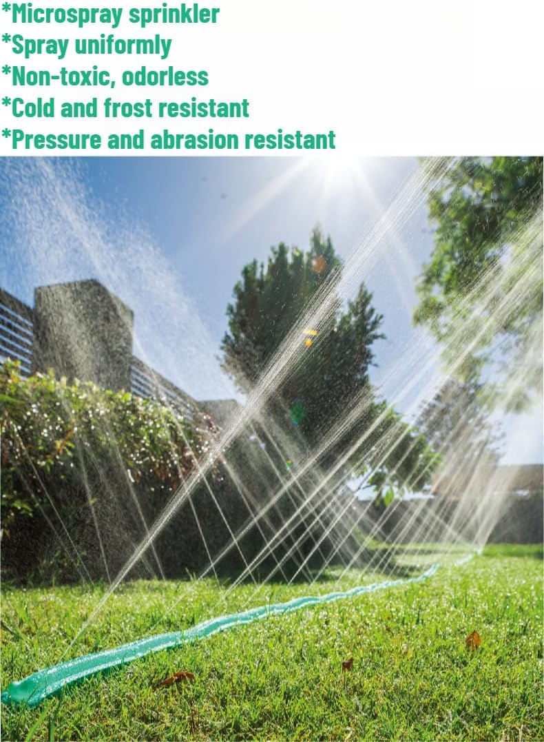 PVC Flat Soaker Hose drip Garden Vegetable Water Hose Irrigation Spray Hose Double Connector with Holes (50FT)