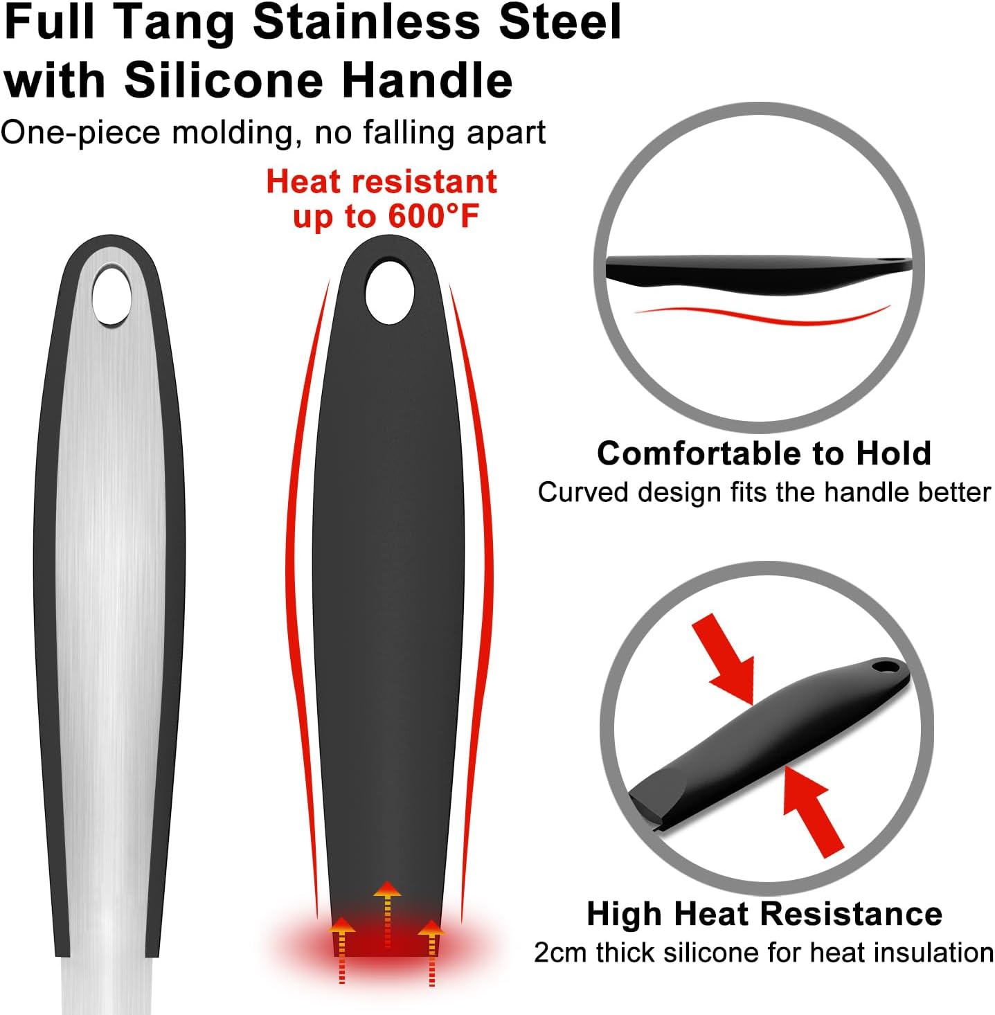 Grill Tools BBQ Accessories Set of 2, 15.8'' Heavy Duty Stainless Steel Grill Utensils with Grill Spatula and Fork, Full Tang Silicone Handle, Outdoor Grilling Tools Barbecue Accessories