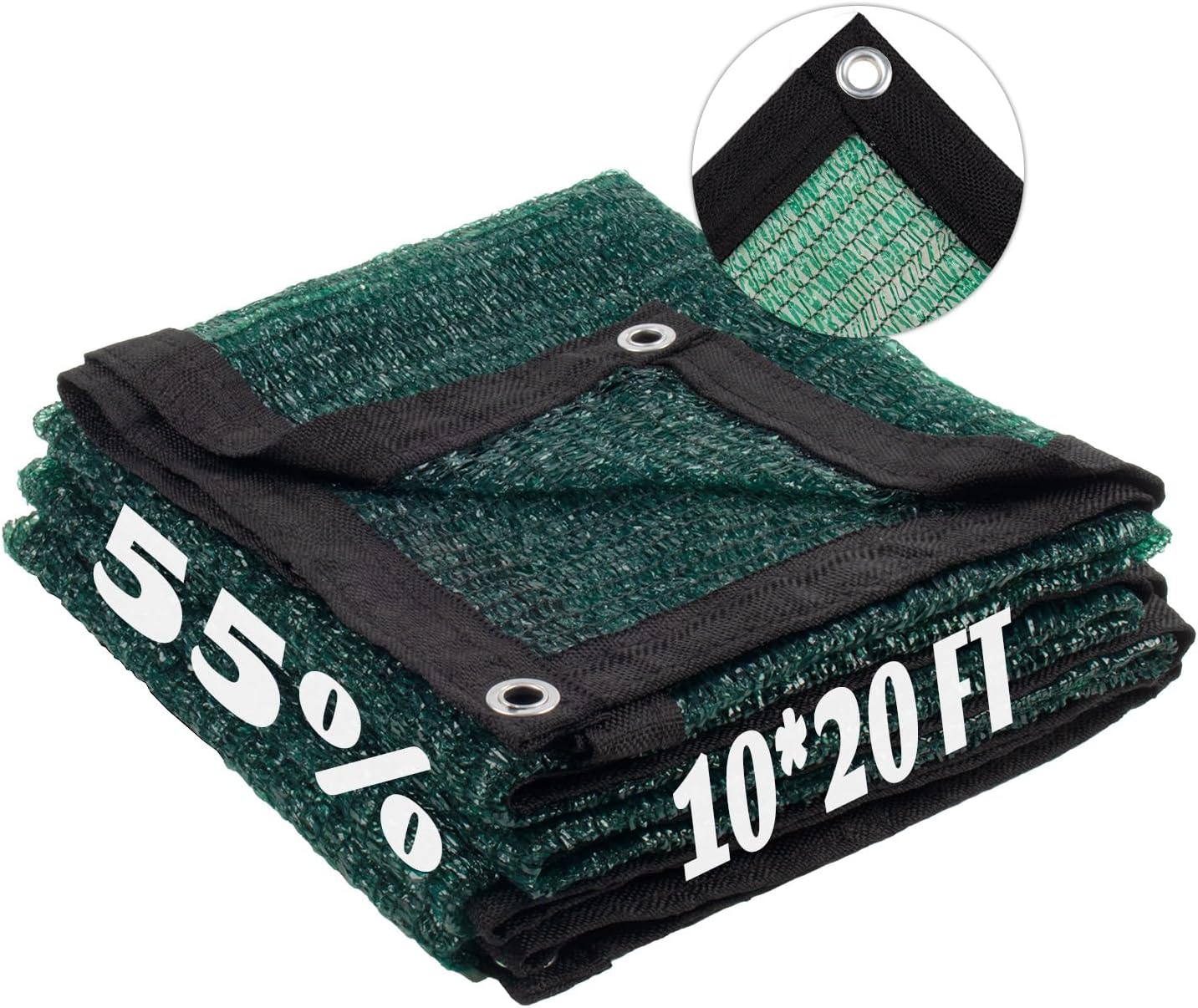 LOVE STORY 10x20FT 55% Green Shade Cloth Sun Shade Net with Grommets Sunblock Net Mesh Tarp for Garden,Plants Cover,Greenhouse and Patio
