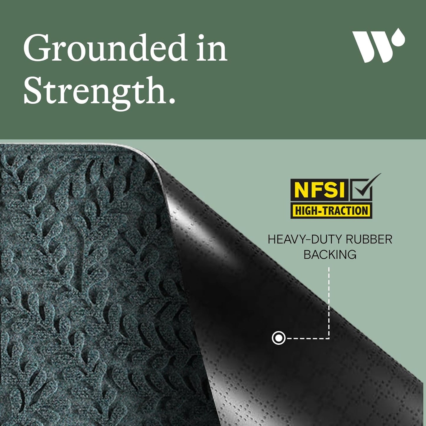 WaterHog Indoor/Outdoor Door Mat, 2' x 5', Made in USA, Durable & Skid-Resistant Front Door Rug, Decorative, Water-Trapping & Heavy-Duty Entryway Floor Mat For Your Home, Boxwood Collection, Bluestone