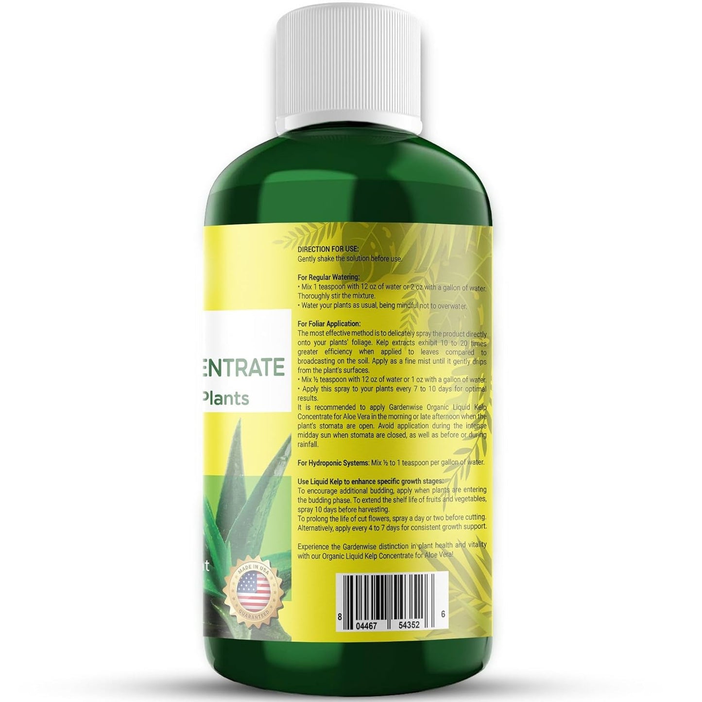 Organic Premium Kelp Seaweed Fertilizer - Liquid Hydroponics Fertilizer - Liquid Plant Food - Nutrient-Rich Soil Enhancer - Natural Plant Food for Aloe Vera (8 OZ)