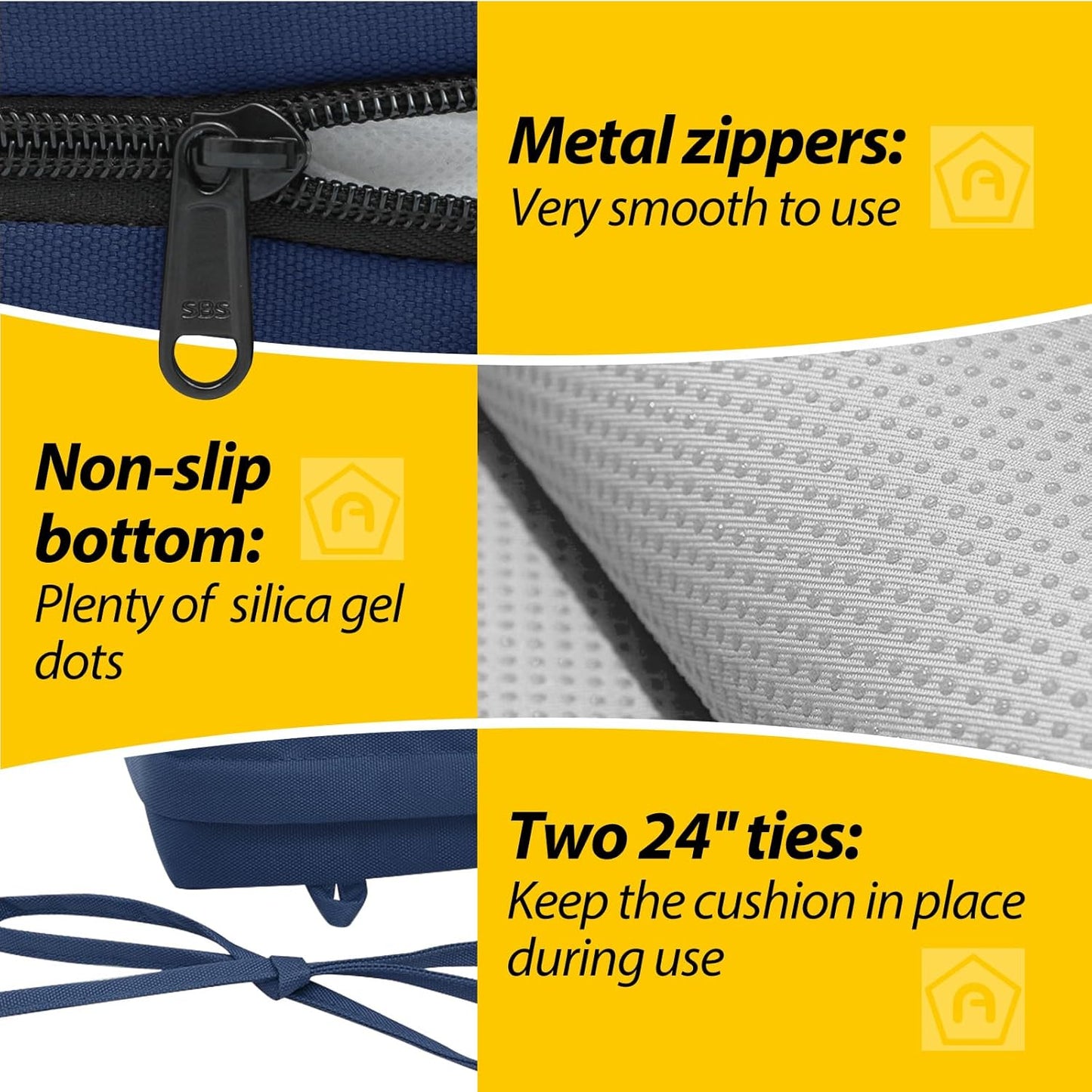 AAAAAcessories Outdoor Seat Cushions for Chairs, Waterproof, Fade-Resistant Patio Furniture Replacement Cushions, 18.5" x 16" x 3", Set of 2, Navy Blue