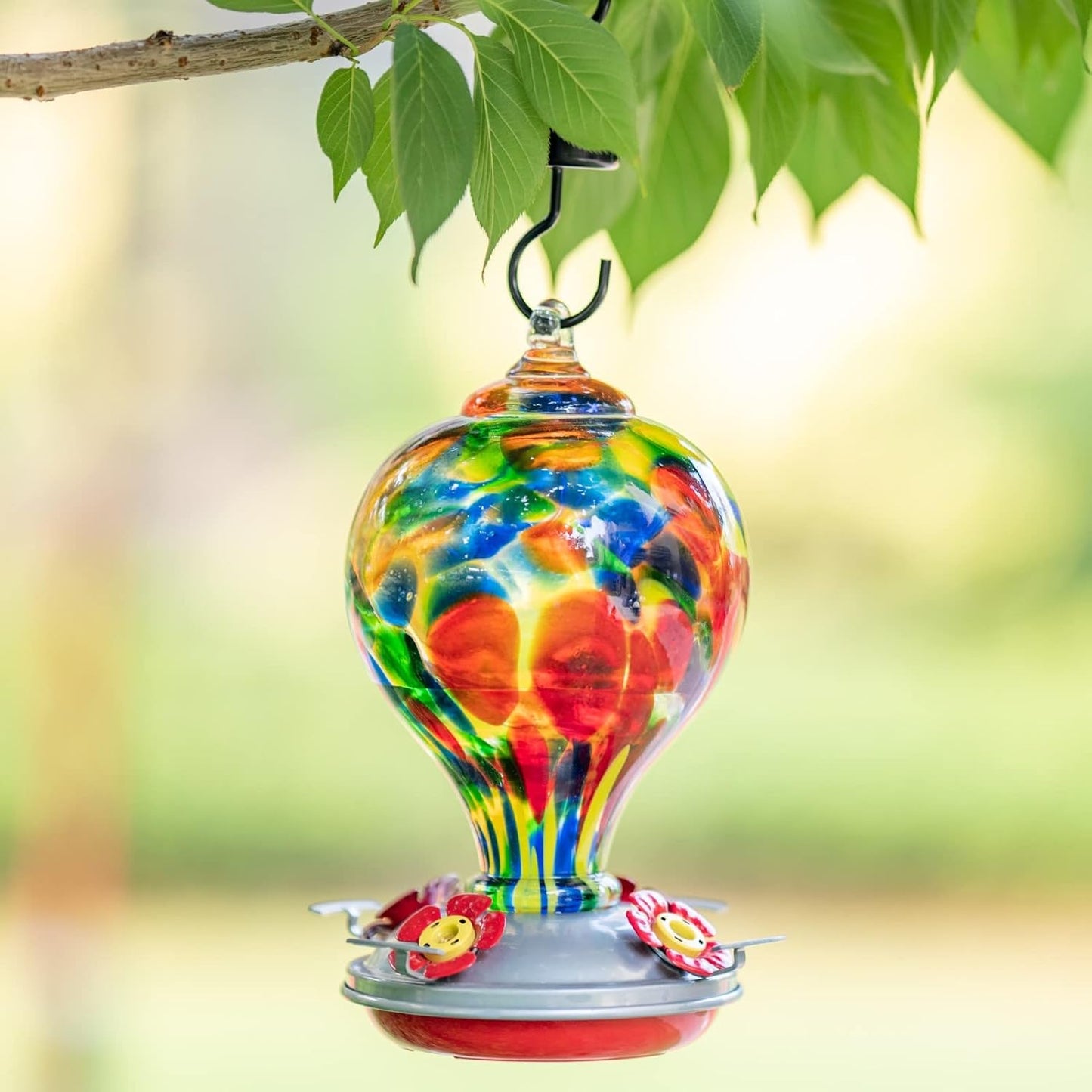 Muse Garden Hummingbird Feeders for Outdoors Hanging, Blown Glass Hummingbird Feeder Gifts for Mom, Garden Backyard Decor for Outside, Unique Gifts Idea for Women, 32OZ, Rhapsody