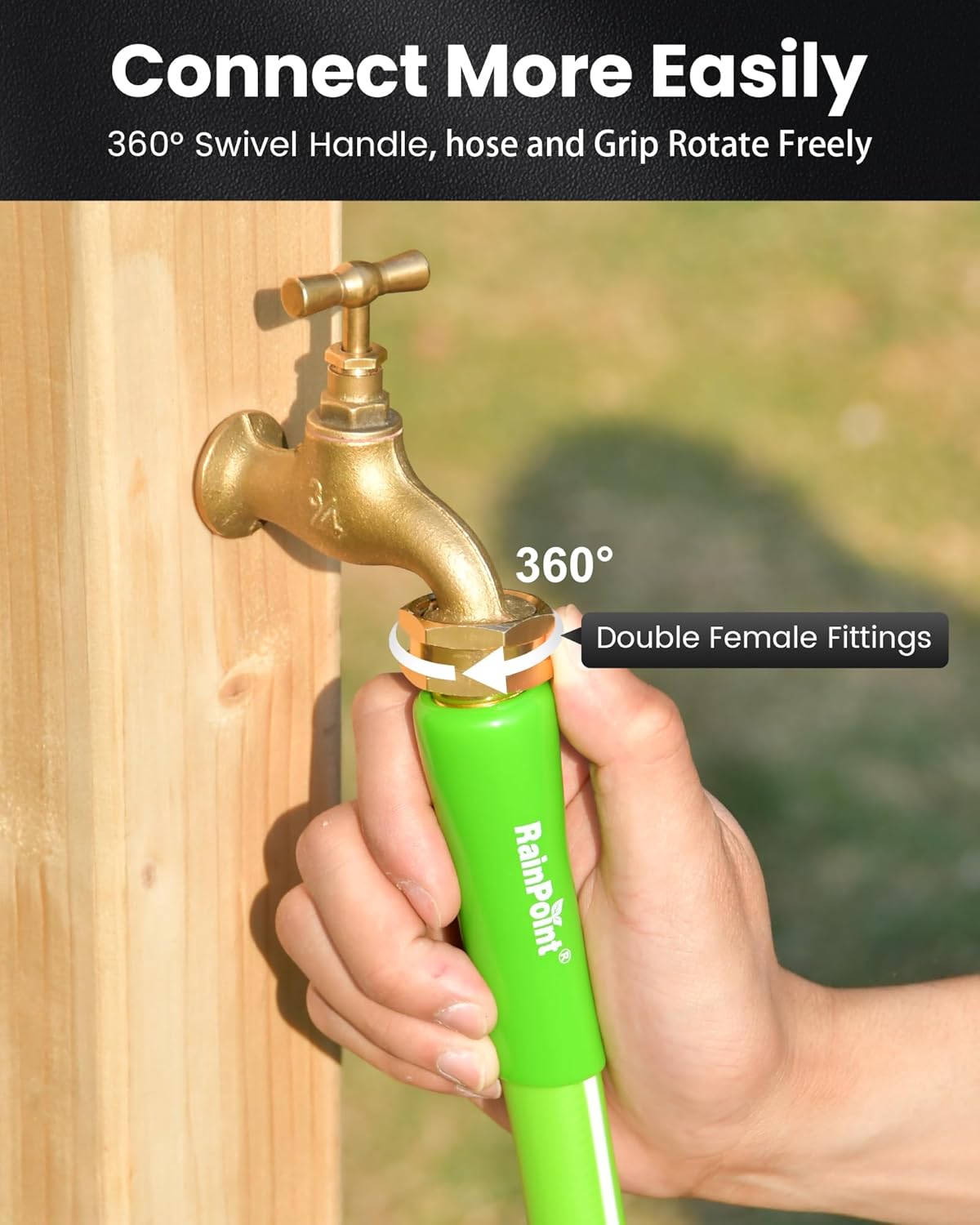 RAINPOINT Leader Garden Hose 5ft - Lightweight Water Hose with Swivel Handle - Flexible, Heavy Duty, Hybrid Rubber, with Female to Female Fittings