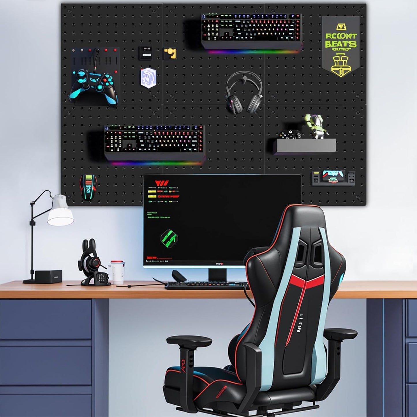 Peg Board,Steel Organization Panels, Ideal for Garage Tool Storage, Office Organization, Craft Room, Kitchen,Pack of 6(Black, 6-12X12)