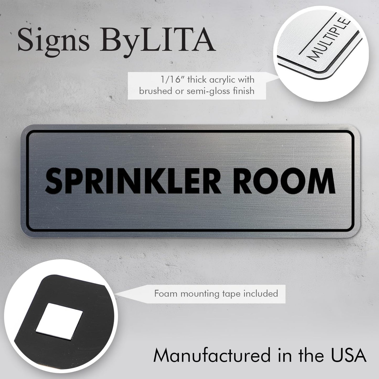 Signs ByLITA Standard Sprinkler Room Sign (Red) - Large 2 Pack
