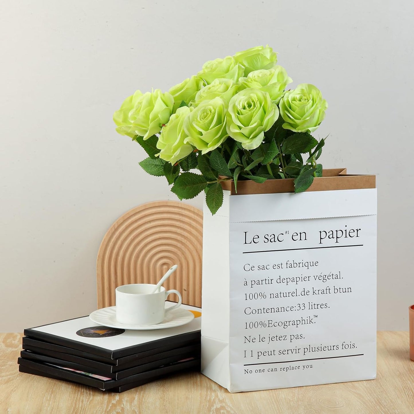 12pcs Roses Artificial Flowers Fake Roses Green Silk Roses White Silk Flowers Rose with Long Stems for Wedding Home Party Centerpieces Decorations