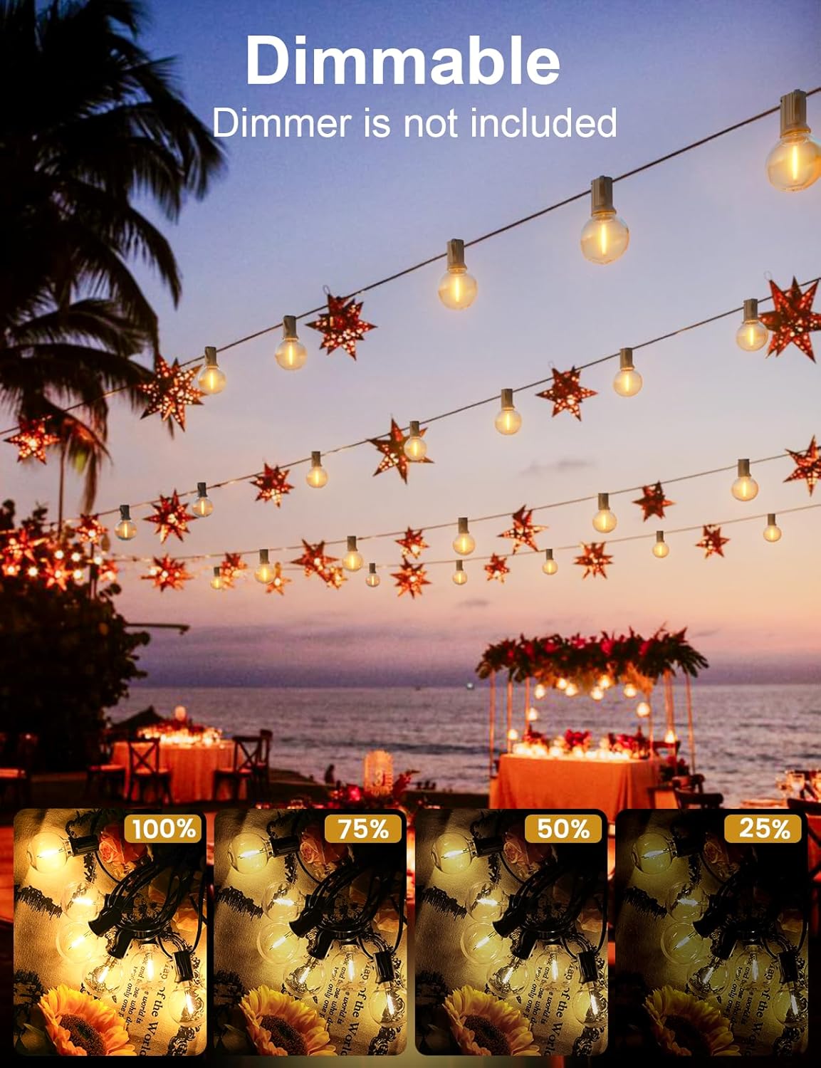 RTTY Outdoor String Lights 300 FT Globe LED Patio Lights with G40 Plastic Bulbs,Waterproof Shatterproof Dimmable Connectable Hanging for Backyard Porch Balcony Party Cafe Deck Decor