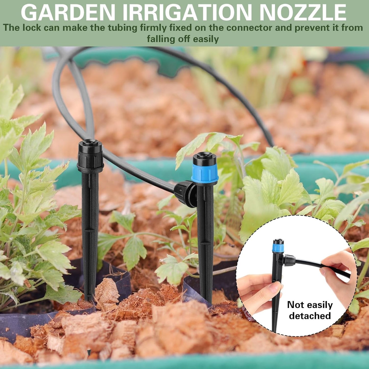 80 Pcs Drip Irrigation Emitters with Adjustable 360 Degree Water Flow Drippers for 1/4 Tubing Sprayer on 5.5 Arrow Stake for Garden System(Blue, Black,Lock Barbed)