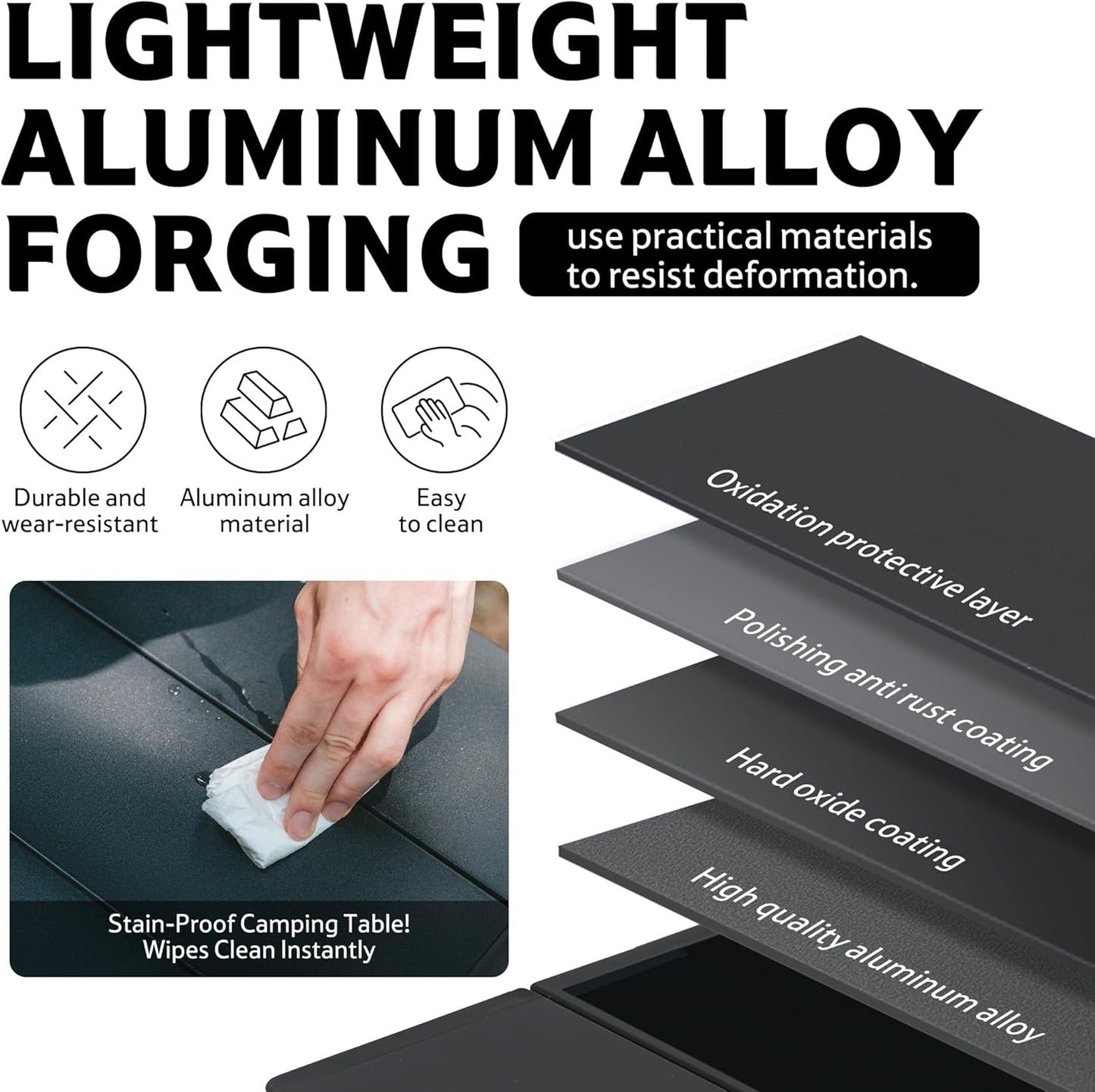 Naturehike YL01 Portable Camping Table, Lightweight Folding Backpacking Table for Camping, Hiking, Tailgating, Picnics, Beach, Travel