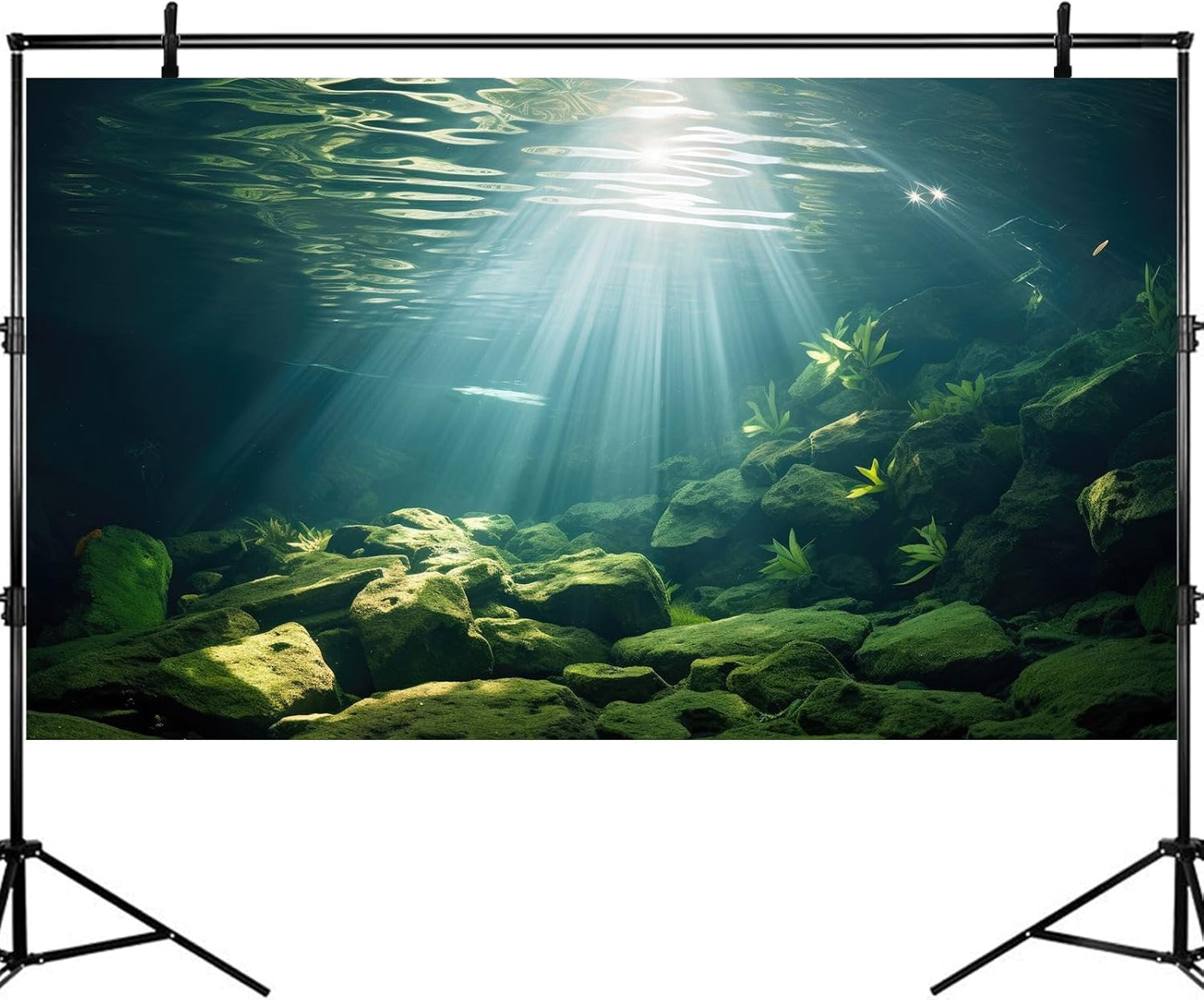 Under The Sea Aquarium Background Aquatic Plants Deep Sea Fish Tank Background Underwater Sunray Rock Terrarium Backgrounds Deep Ocean Floor Tropical Fish Tank Backgrounds 24x16in