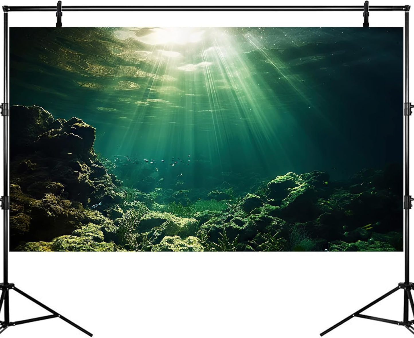 Under The Sea Aquarium Background Underwater Fish Tank Background Ocean Floor Rock Cave Sunray Terrarium Backgrounds Tropical Fish Ocean World Aquarium Reptile Tank Backgrounds 24x12in