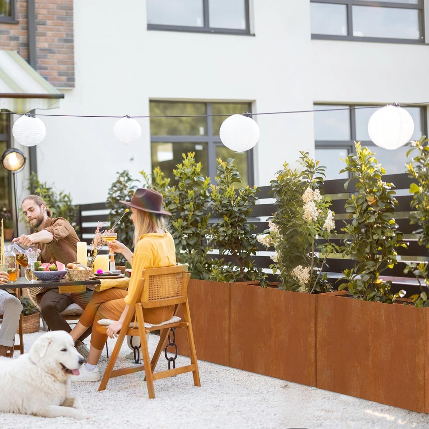 Cor Ten Steel Planters – 32x12x24H Inch Rectangular Planter Box | Weather-Resistant Design for Garden, Patio, or Porch (Rustic)