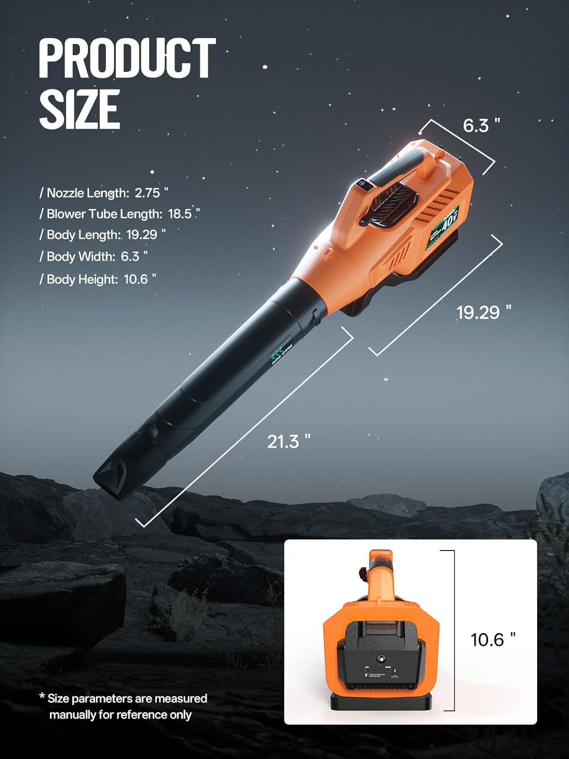 Leaf Blower Cordless, 40V 600CFM &180MPH Electric Leaf Blower with 5.0Ah Battery, Fast Charger and Extension Tube for Blowing Leaves Snow for Yard Garden Lawn Care, Orange