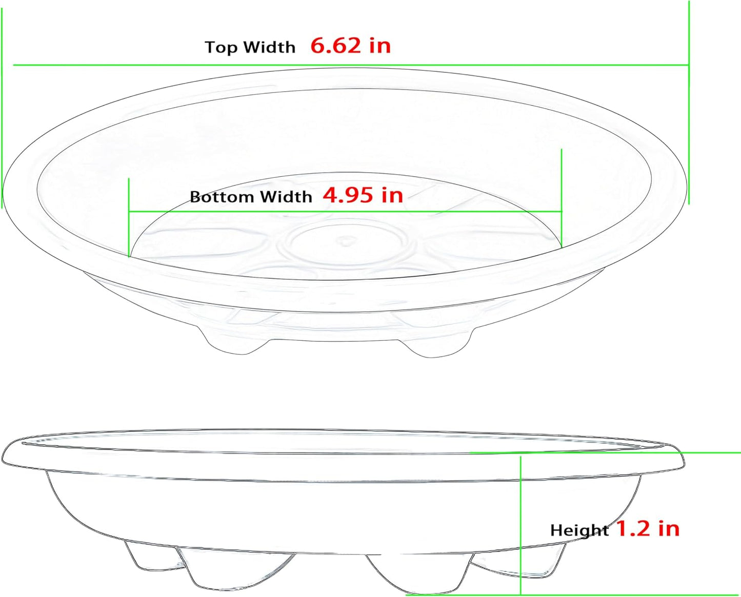 6 Pack of Plant Saucer, 6 8 10 12 inch Clear Plant Trays for Pots, Plant Water Catcher Tray, Plant Plate for Indoors Outdoors (6 inch, Clear)