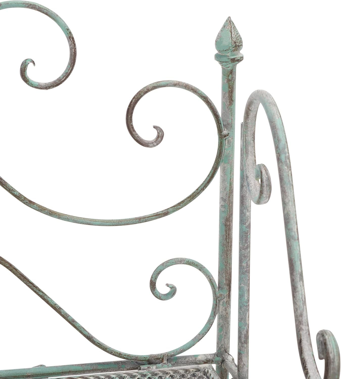 SAFAVIEH Outdoor Collection Torus Victorian Antique Dark Green Wrought Iron 3-Tier Shelf