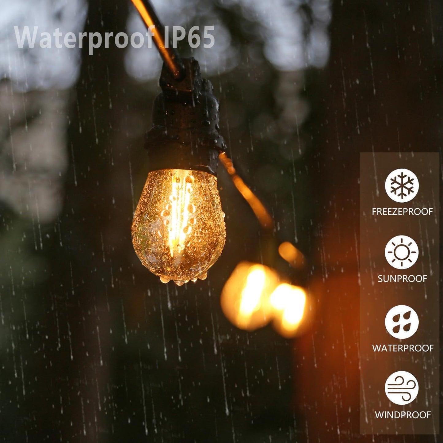 S14 Replacement LED Light Bulbs, Shatterproof & Waterproof 2W S14 LED Bulbs, Outdoor String Lights , E26 Base Patio Edison LED Light Bulbs, Warm White 2200K Plastic 150ML Non-Dimmable 25 Pack