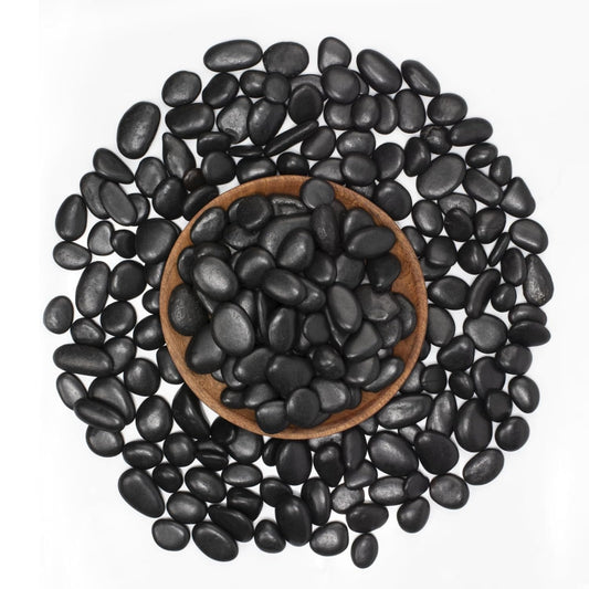 10 lbs Black River Rocks - Large Polished Black Pebbles for Plants & Garden Decorative Stones，0.5-1" Polished Pebbles for Landscaping, Fish Tanks, Flower Pots, Water Fountains