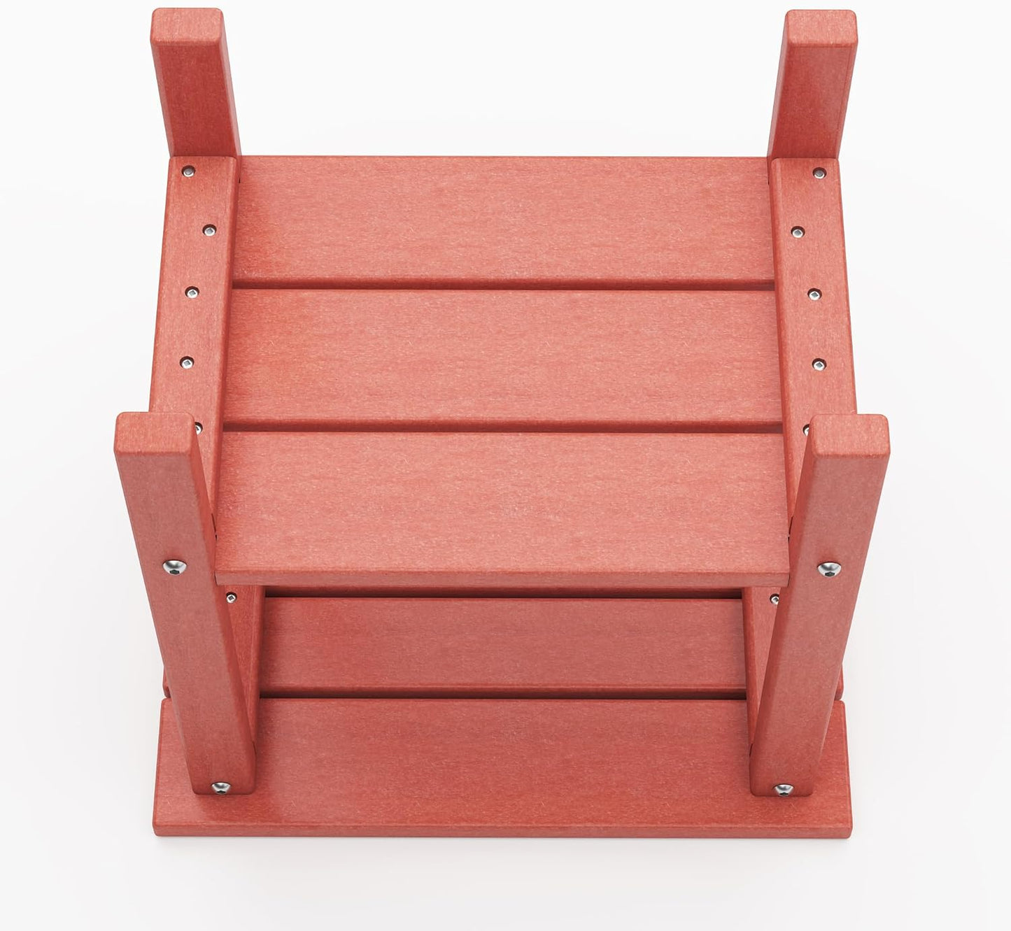 Outdoor Side Table, Weather Resistant HDPE Outdoor Table, 2-Tier Small Patio Tables for Outside or Indoor (Red)