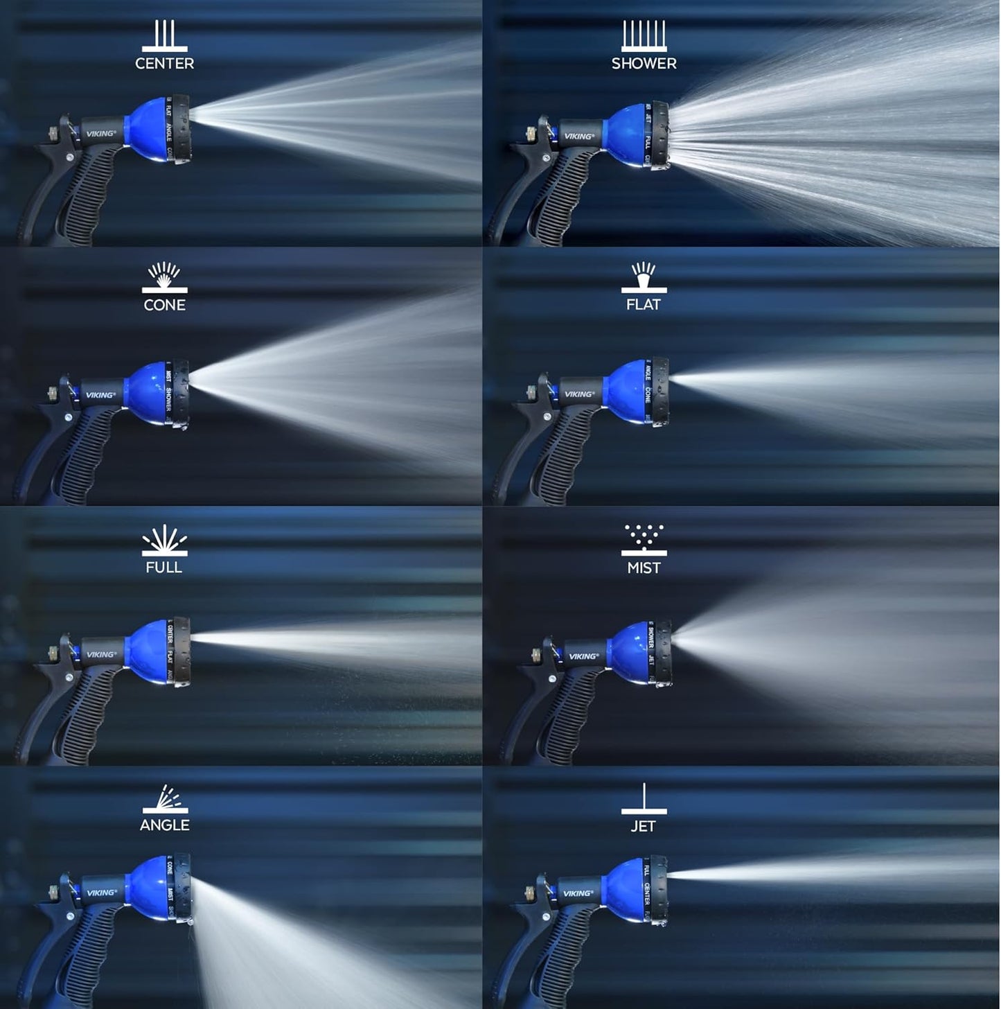 VIKING Hose Nozzle, Garden Hose Nozzle with 8 Spray Patterns, Adjustable and Heavy Duty for Washing Car, Watering Plants, Washing Pets, and Home Use