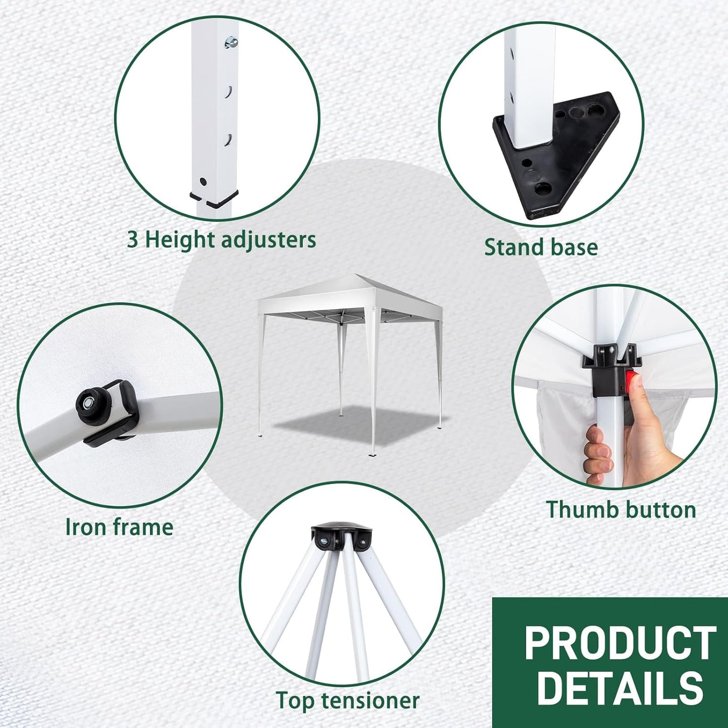 Outvita 6.5x6.5ft Pop Up Canopy Tent, Outdoor Instant Shelter Folding Canopy with Carry Bag for Commercial Events, Party, Backyard BBQ, Camping White