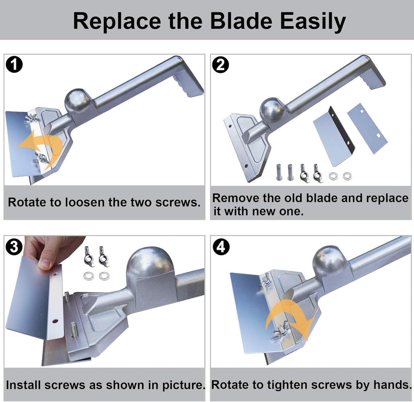 Heavy Duty Grill Scraper Commercial Griddle Scraper Set with 5 Blades, Casting Aluminum Flat Top Grill Scrapers with Small Slant Edge Grill Scraper