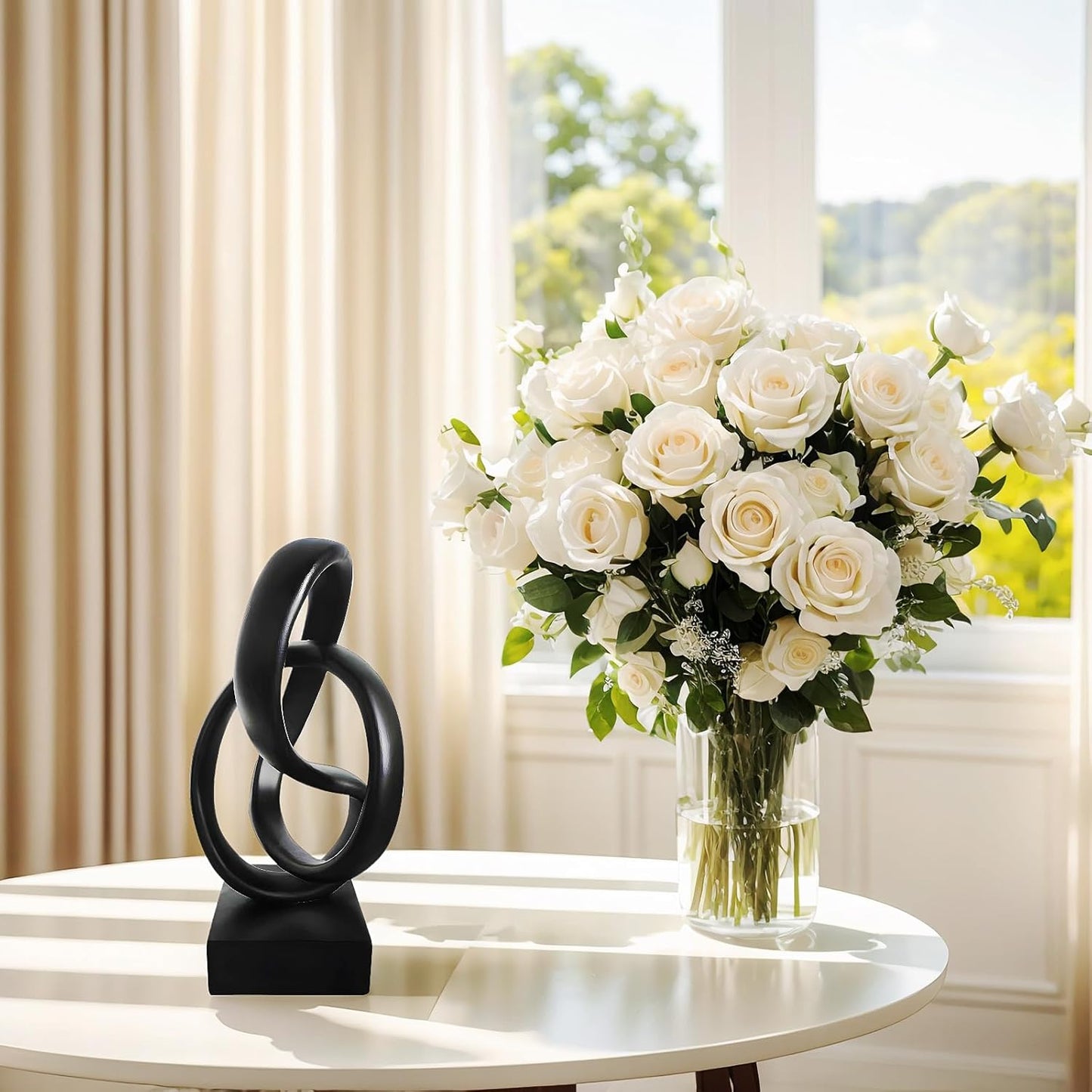 aboxoo Black Knot Decor Mobius Knot Statue, Abstract Statues, Coffee Table Decor for Living Room, Office, Modern Desk Decor