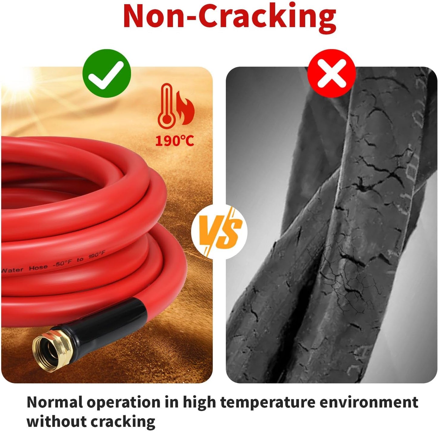 Garden Hose 5ft x 3/4” Hot Water Hose, Heavy Duty -50°F to 190°F,Burst 600Psi Flexible Upgraded Rubber Hoses,3/4” Solid Fittings for All-weather Outdoor Lawn & Garden