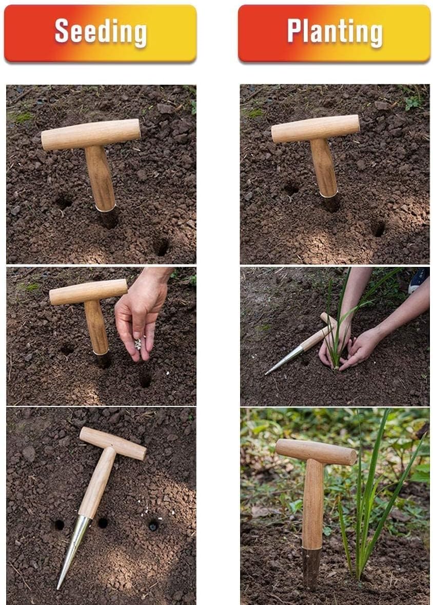 Gardtech Garden Tool Set, Made by Real Ash Wood Handle and Thicken Stainless Steel- 3 Pcs Including Garden Hand Trowel, Transplant, Cultivator-Gardening Gifts for Gardener