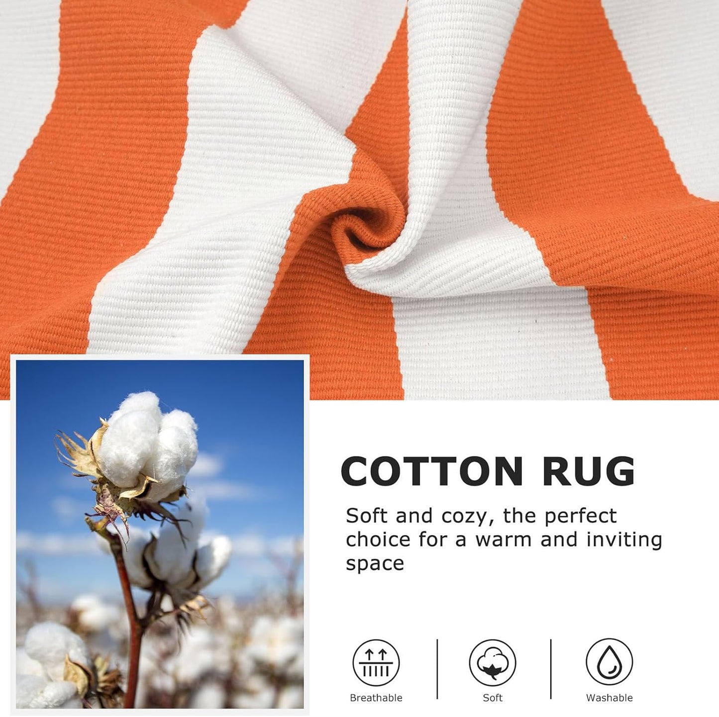 IOHOUZE Fall Door mat 4x6 Ft Orange White Striped Area Rug Washable Front Porch Rug Striped Door Mat Outside Entrance Entryway Doormat for Fall, Halloween, Thanksgiving Porch Decor