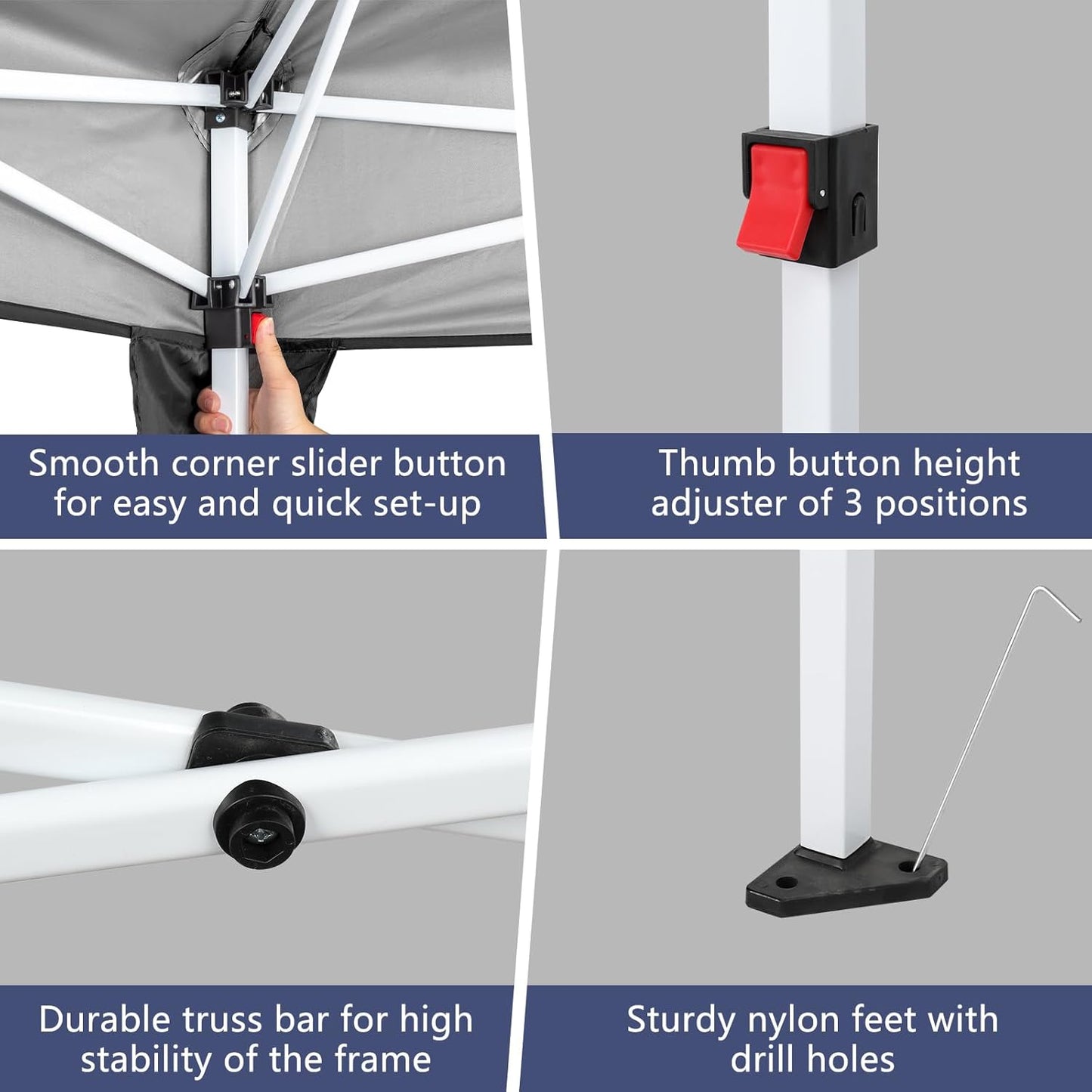 Outvita 10x20ft Pop Up Canopy Tent, Outdoor Instant Shelter Folding Canopy with 6 Side Walls and Carry Bag for Commercial Events, Party, Backyard BBQ, Camping Black