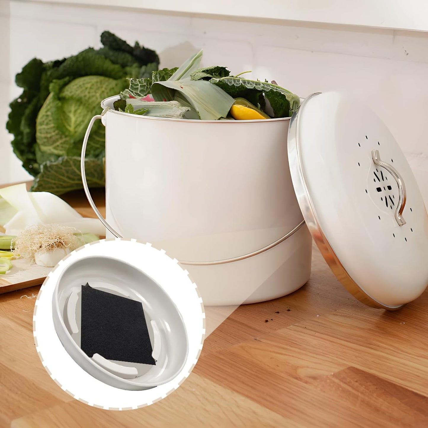 Biaungdo 6 Pack 5 Inch Sqaure Charcoal Filter Replacements, Black Kitchen Compost Bin Filters for Countertop Square Carbon Filter Bin Pail Replacement