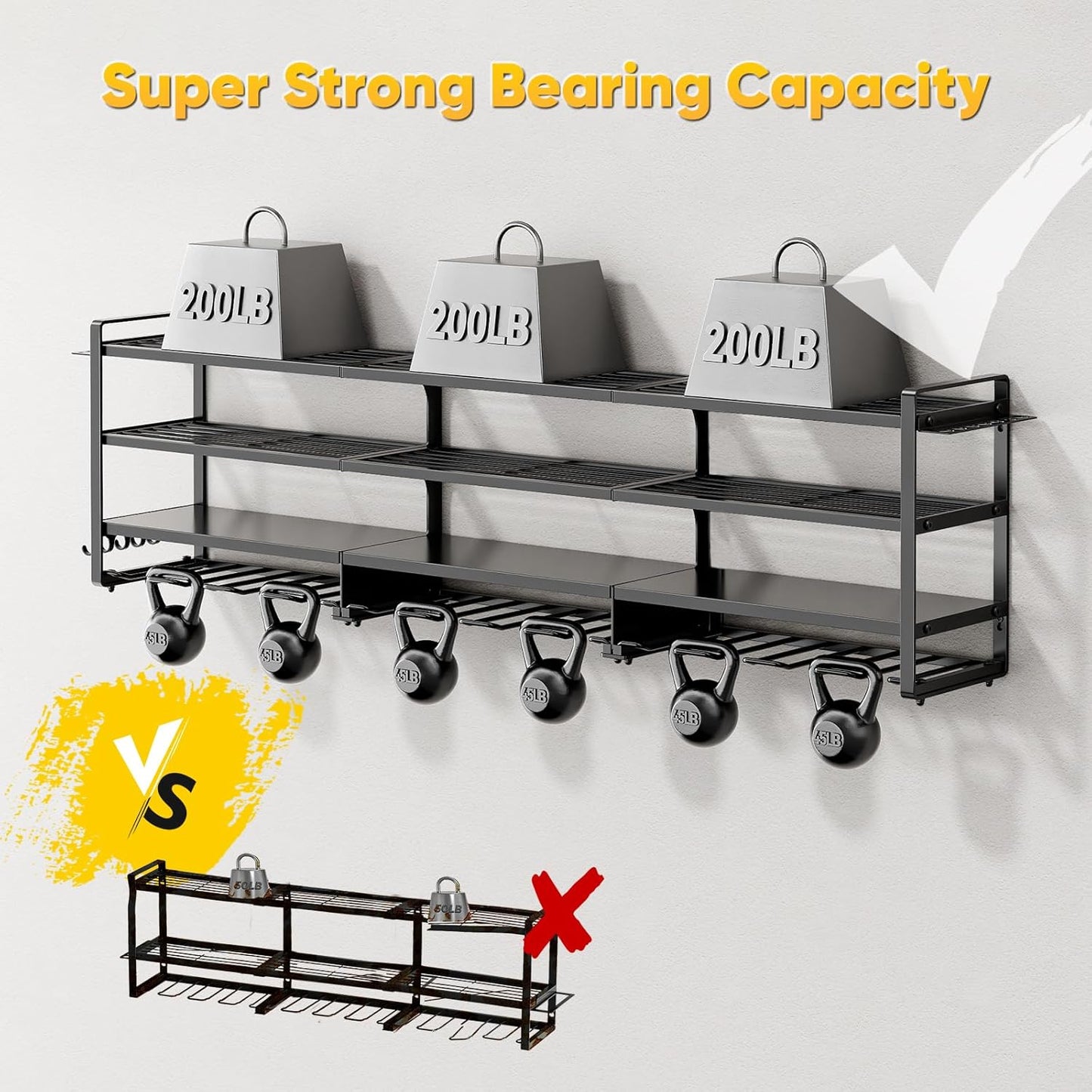 49" W Large Power Tool Organizer Wall Mount Loads 600 lbs, Heavy Duty 4-Tier 12 Drills Holder, Cordless Tool Storage Battery Shelf, Utility Racks for Garage Workshop Shed, Gifts for Men Husband