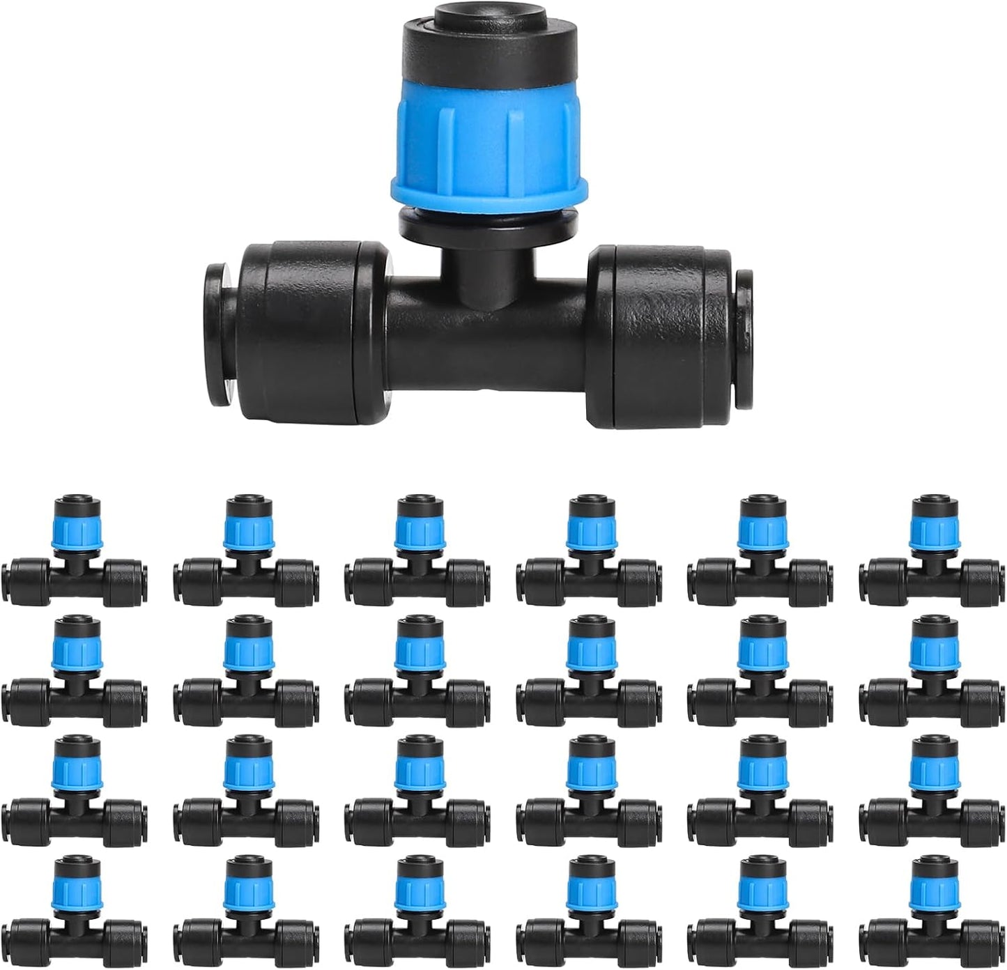 MIXC 24 Pack Push-to-Fit Drip Irrigation Emitters, Adjustable Vortex Drip Emitters for 1/4 inch Irrigation Tubing, 360 Degree Water Flow Irrigation Drippers for Drip Irrigation System