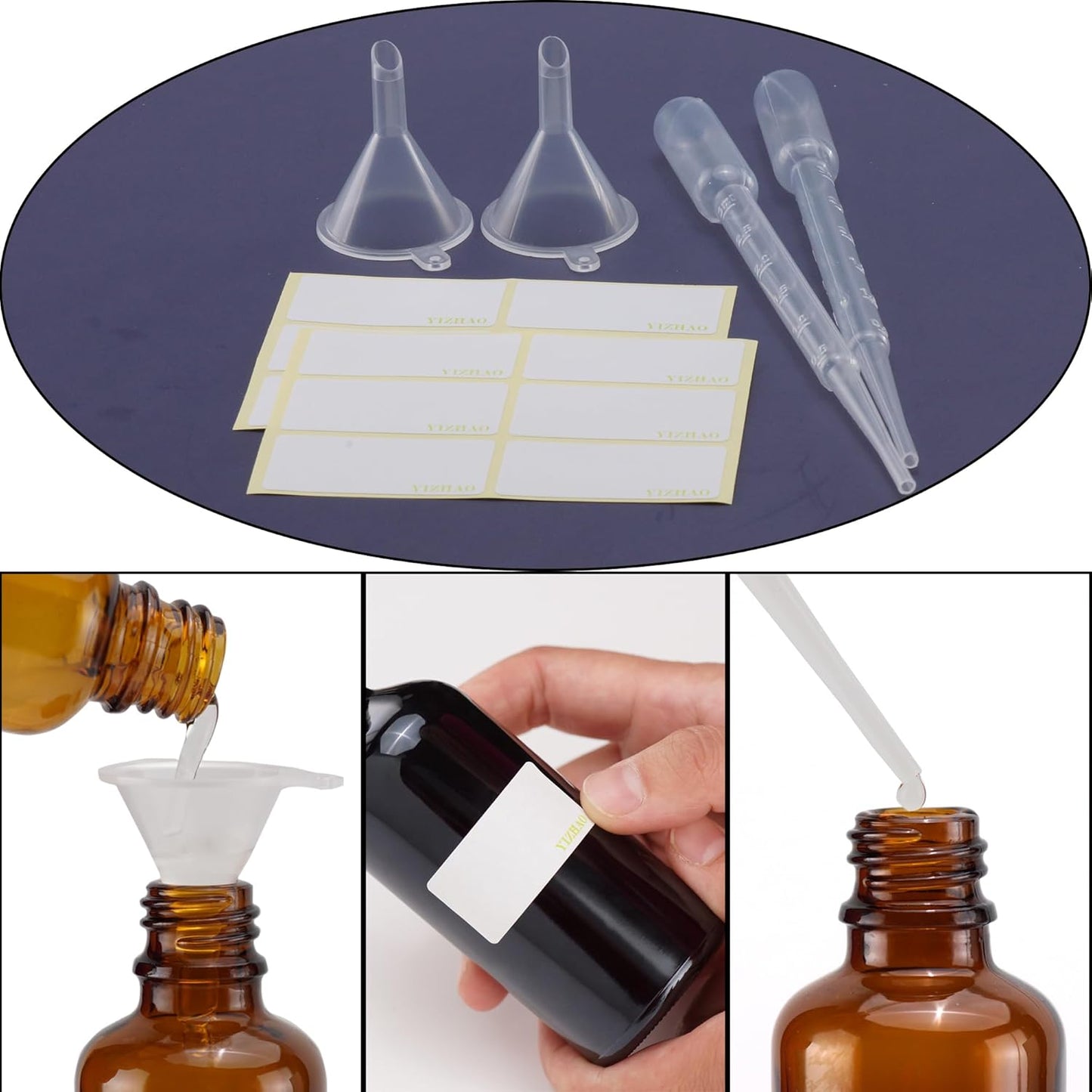 YIZHAO Black Glass Spray Bottles 4oz, with Small Fine Mist Spray, Metal Cap, Refillable for Essential Oil,Travel,Cleaning,Perfume,Aromatherapy,Makeup – 9 Pcs