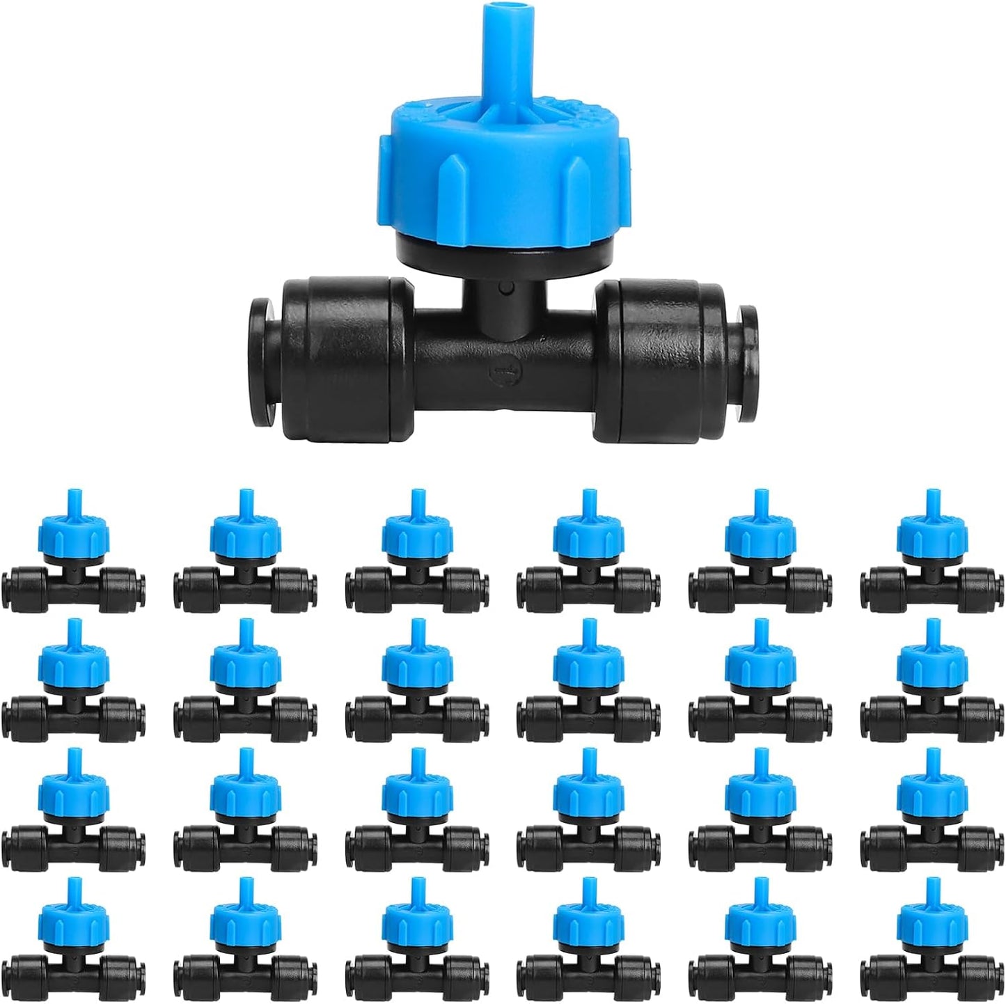 MXIC 24 Pack Push-to-Fit Drip Irrigation Emitters, Leak-Proof Pressure Compensating Drip Emitters, Constant Water Flow 1gph Drip Emitters for 1/4 Inch Tubing