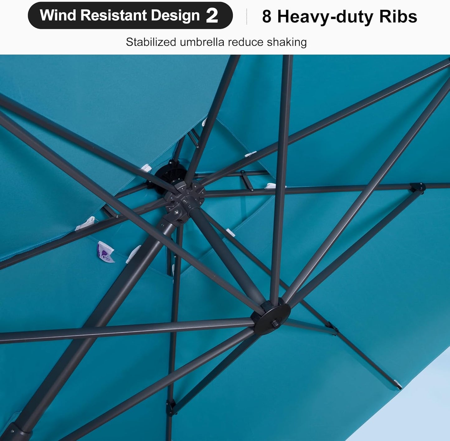 PURPLE LEAF 11ft Patio Umbrella with Base Included Large Offset Umbrella Hanging Double Top Square Cantilever Outdoor Umbrella for Garden Deck Backyard Pool Turquoise Blue