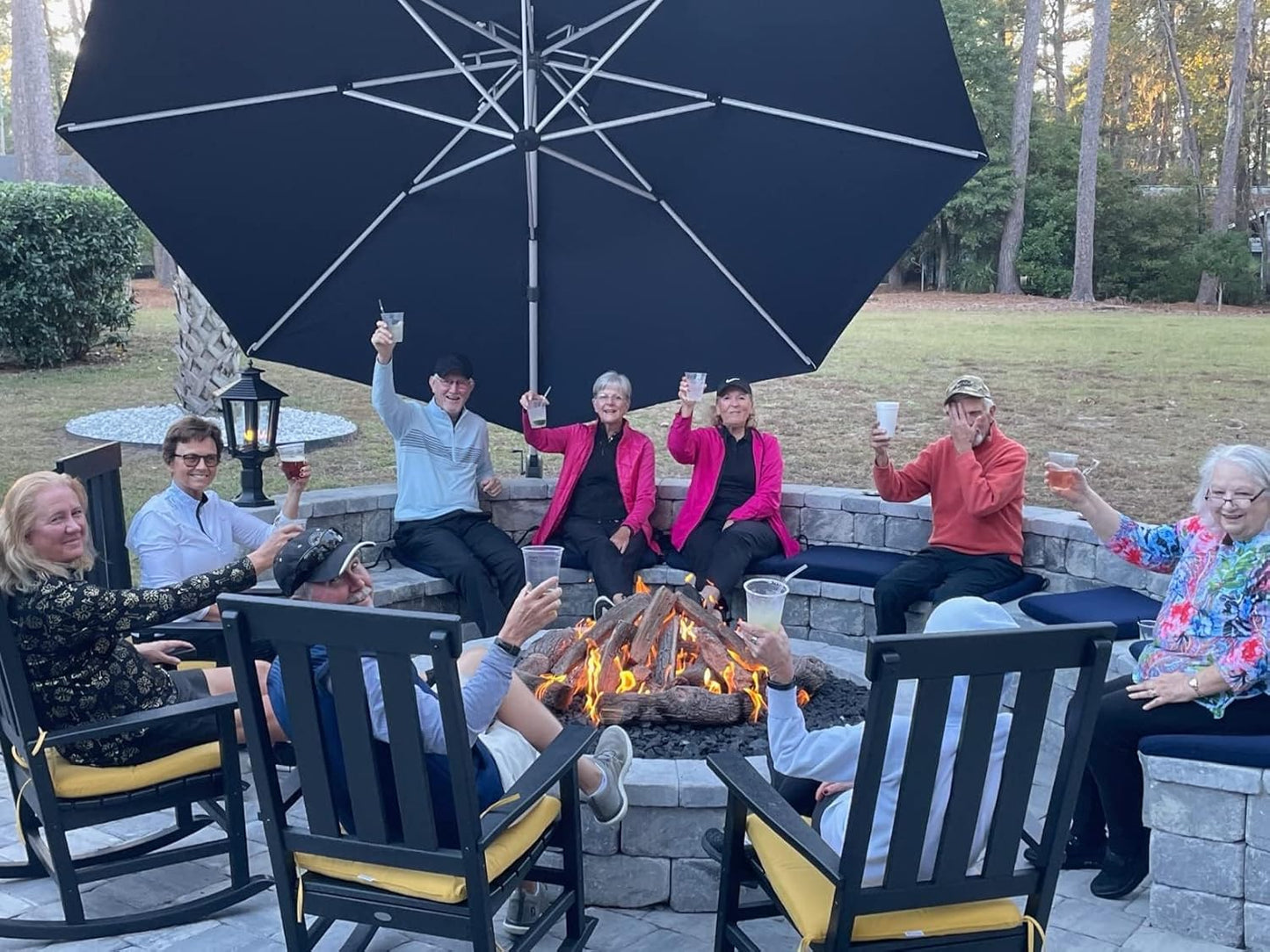 PURPLE LEAF 13 Feet Double Top Round Deluxe Patio Umbrella Offset Hanging Umbrella Outdoor Market Umbrella Garden Umbrella, Navy Blue