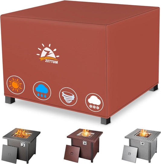 Fire Pit Cover Square 28 Inch - Outdoor Firepit Cover Heavy Duty & Waterproof, 600D Patio Fire Table Covers Gas Fire Pit Accessories Fit 28" Yaheetech and 28" Ciays Firepit - 28 x 28 x 25 Inch