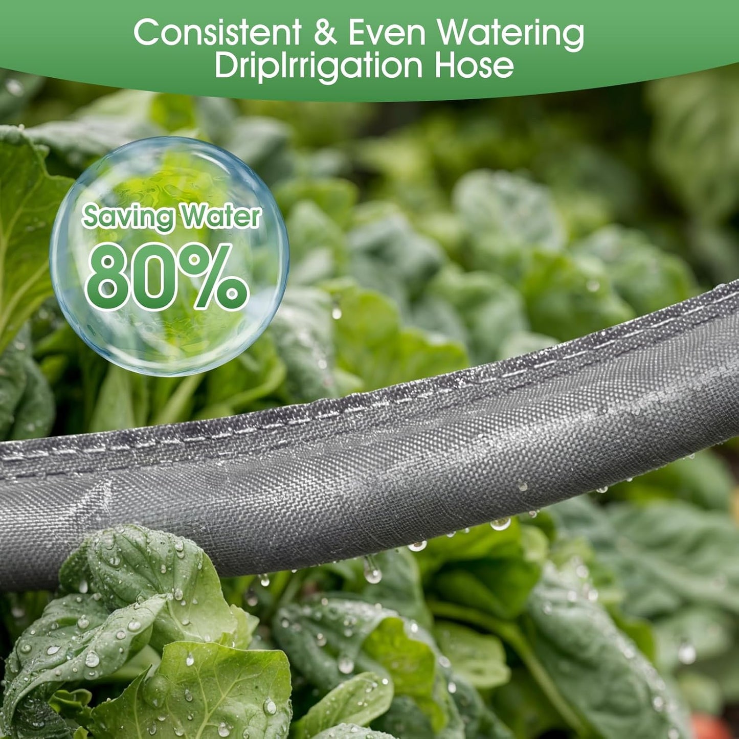 Flat Soaker Hose for Garden Beds 100 ft,Linkable Drip Irrigation Hose Save 80% Water, Leakproof Watering Hose with Holes, Duty Double Layer Flexible Leakproof(50 FT x 2Pack)