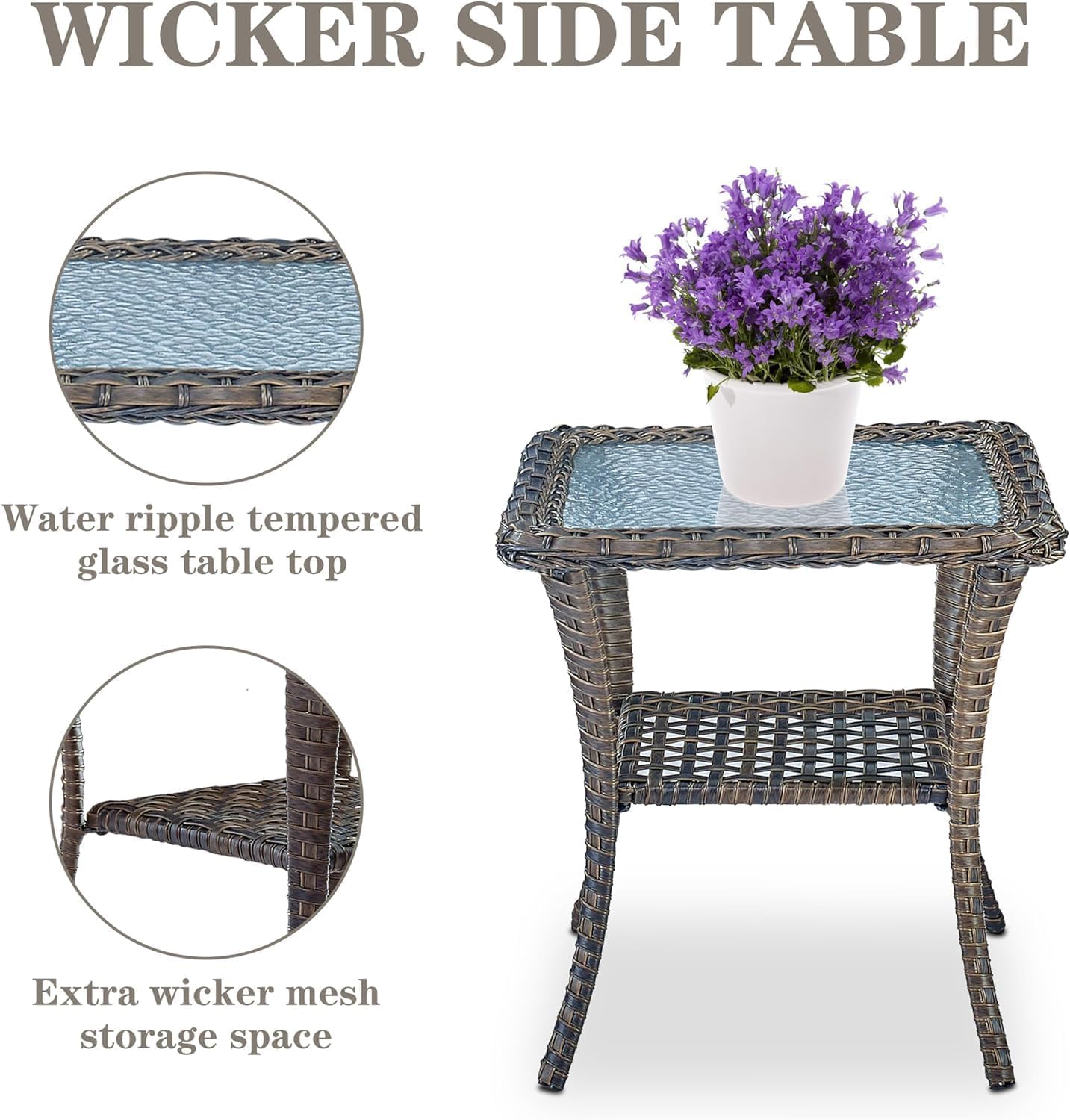 Grand 13 Pieces Outdoor Patio Furniture Set with 4 Swivel Glider Chairs and 50000 BTU Propane Fire Pit Table, Patio Conversation Set with Sofa and Wicker Side Table for Big Garden Backyard