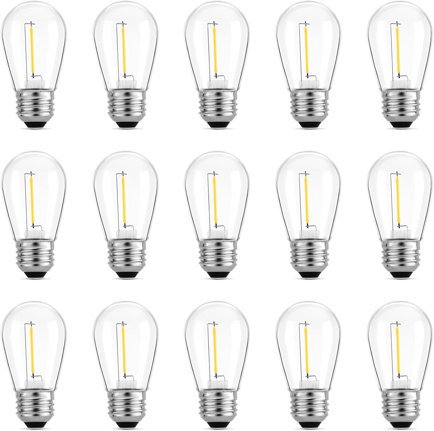 Meconard Outdoor Patio String Light Bulbs, Shatterproof Waterproof S14 LED Replacement Bulbs for Outdoor String Lights, 1W LED Bulbs Equal to 11W Incandescent, 2200K Warm White, E26 Base, Non-Dimmable