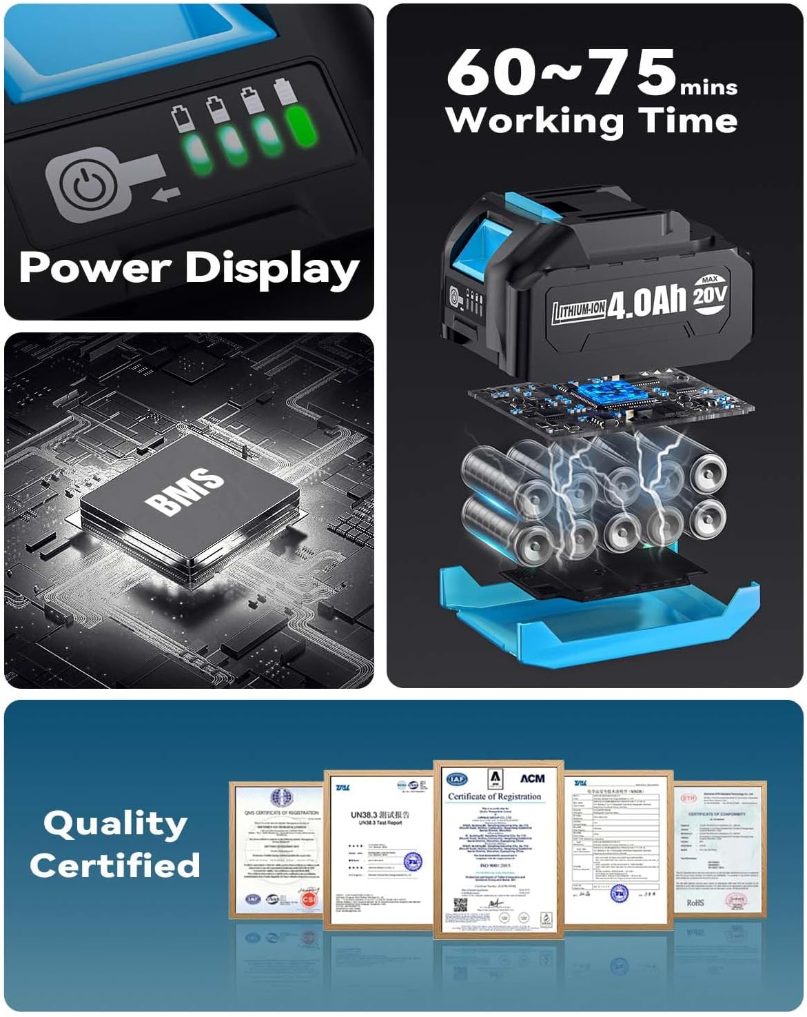 Weed Wacker Cordless, 20V MAX* 4.0Ah Battery Operated, Runing Time 75 mins, Weight only 5.2 lbs, Bladed Edger/Trimmer/Mower in 1 (with 4.0Ah Battery)