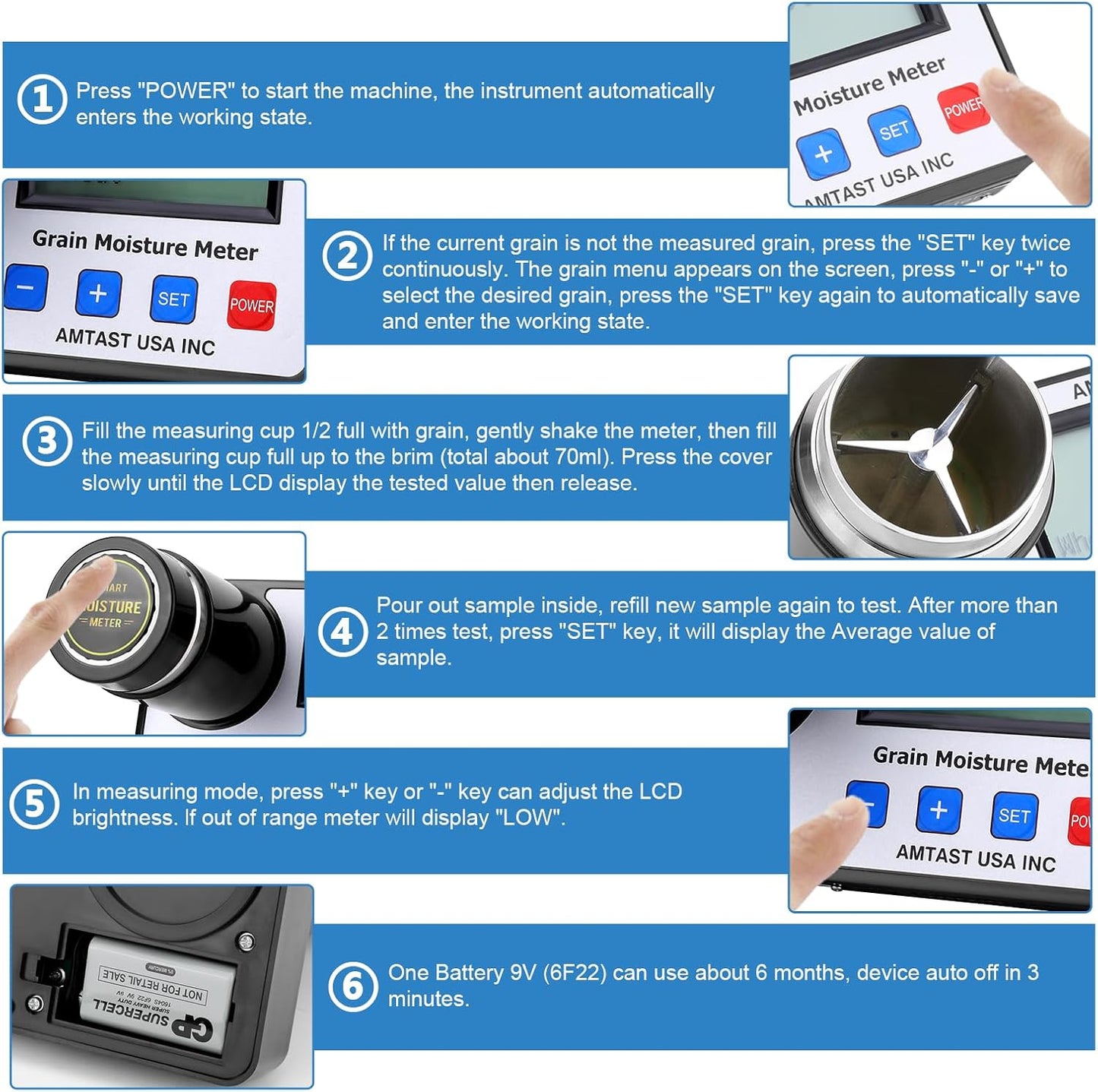 Grain Moisture Meter High Precision Grain Moisture Tester with Temperature Compensation Portable Seed Moisture Meter for 22 Grains Including Wheat, Soybean, Coffee and More