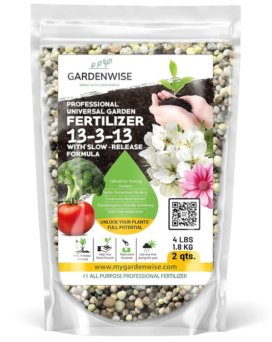 Professional Universal Garden Fertilizer 13-3-13 with Slow-Release Formula (2 QUARTS)