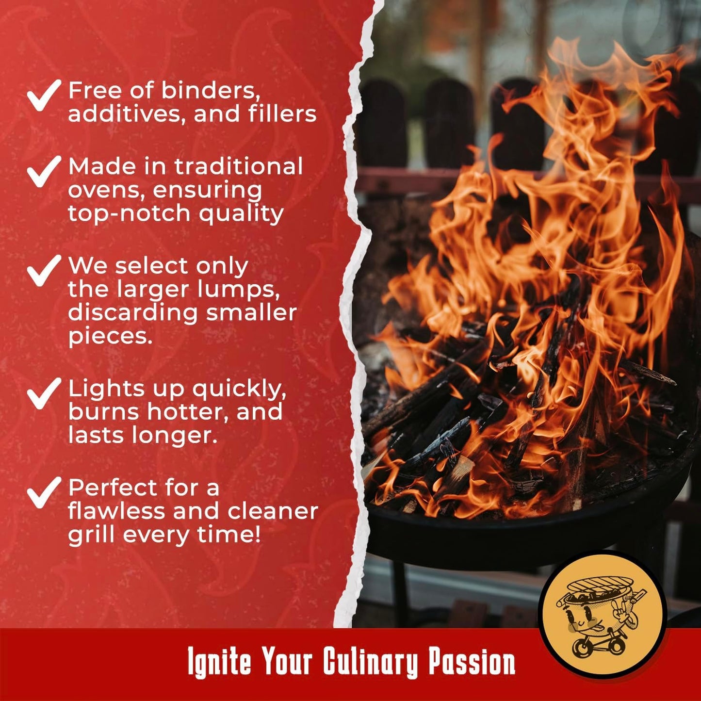 Premium Quality Wood Lump Charcoal for Grilling - 100% Natural Paraguayan Wood, Sustainable, Long-Lasting Lump Wood Charcoal for BBQs, Smokers, and Outdoor Cooking (8kg/17.6 lbs)